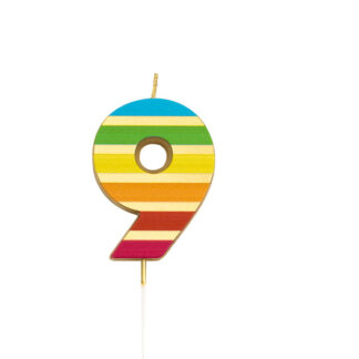 Vela multicolor elegante número 9