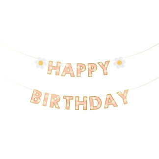 Banner feliz cumpleaños margaritas