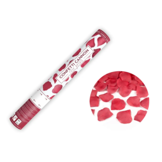 Cañón de confeti con pétalos de rosa