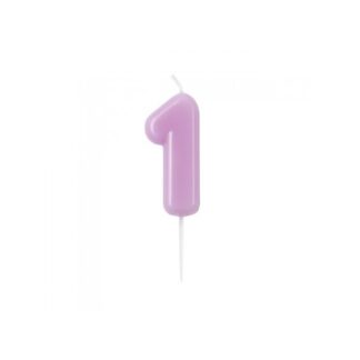 Velas brillantes número 1 10,5cm malva