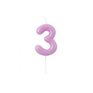 Velas brillantes número 3 10,5cm malva
