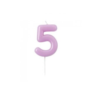Velas brillantes número 5 10,5cm malva