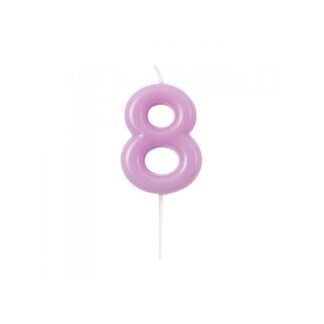 Velas brillantes número 8 10,5cm malva