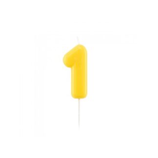 Velas brillantes número 1 10,5cm amarillo