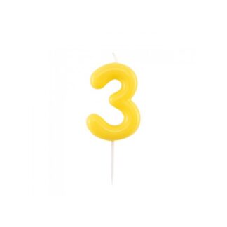 Velas brillantes número 3 10,5cm amarillo