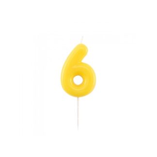 Velas brillantes número 6 10,5cm amarillo