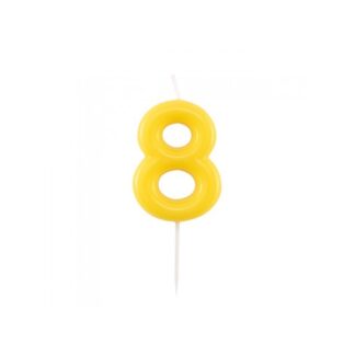 Velas brillantes número 8 10,5cm amarillo