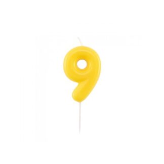 Velas brillantes número 9 10,5cm amarillo
