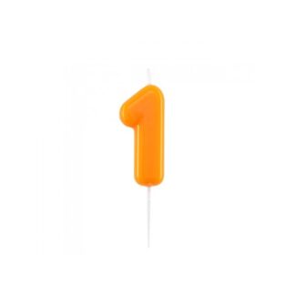 Velas brillantes número 1 10,5cm naranja