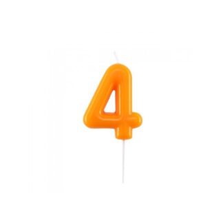 Velas brillantes número 4 10,5cm naranja