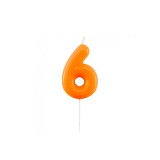 Velas brillantes número 6 10,5cm naranja