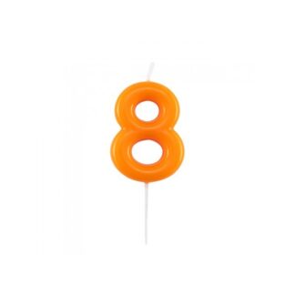 Velas brillantes número 8 10,5cm naranja