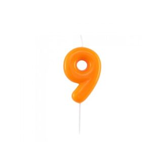 Velas brillantes número 9 10,5cm naranja