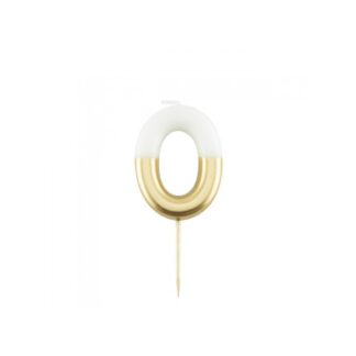 Velas brillantes número 0 10,5cm blanco/oro