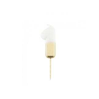 Velas brillantes número 1 10,5cm blanco/oro