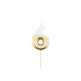 Velas brillantes número 6 10,5cm blanco/oro