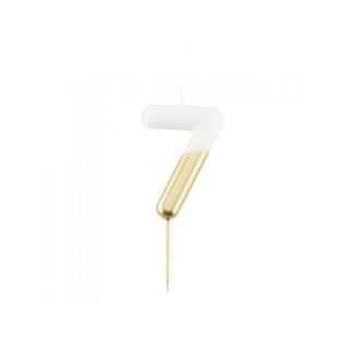 Velas brillantes número 7 10,5cm blanco/oro