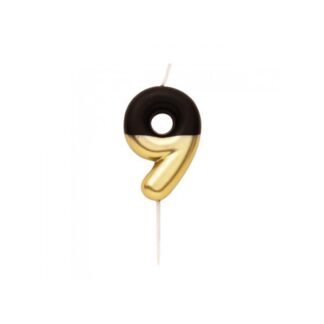 Vela metálica nº 9 negro/oro