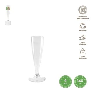 Copa de cava transparente 4 ud
