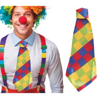 Corbata payaso cuadros 55 cms.