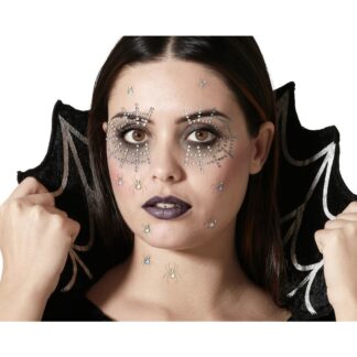 Joyas faciales adhesivas con telarañas y arañas brillantes